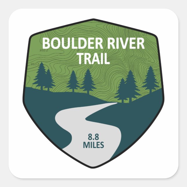 Sticker Carré Boulder River Trail Washington (Devant)