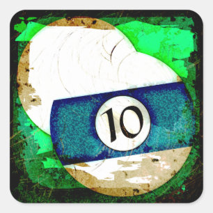 STICKER CARRÉ BOULE DE BILLARDS NUMÉRO 10