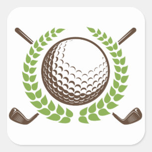Sticker Carré Boule de golf et clubs de golf avec l'autocollant