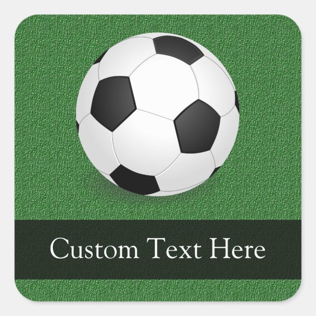 Sticker Carré Boule de soccer personnalisée (Devant)
