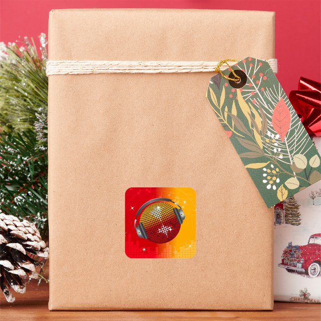 Sticker Carré Boule Disco Étincelante (Créateur téléchargé)