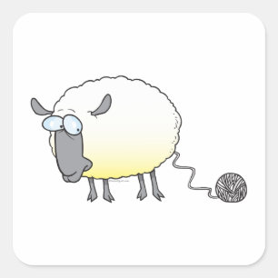 Sticker Carré boule drôle de fil cloné dessin animé mouton