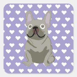 Sticker Carré Bouledogue Français Gris