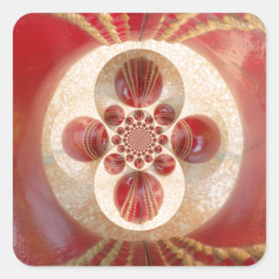 Sticker Carré Boules de cricket rouge Art Abstrait Design d'impr