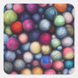 Sticker Carré Boules de laine