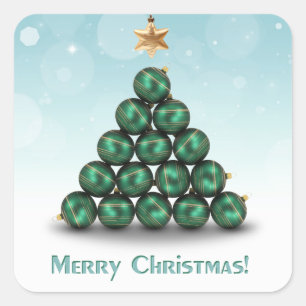 Sticker Carré Boules de Noël en forme d'arbre