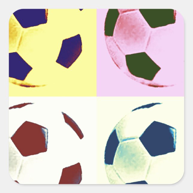 Sticker Carré Boules de soccer pop art (Devant)