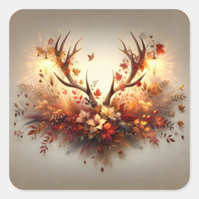 Sticker Carré Bouquet d'automne Deer Antler (Devant)