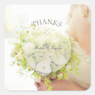 Sticker Carré Bouquet de fleurs mariées modifiable mariage- Merc