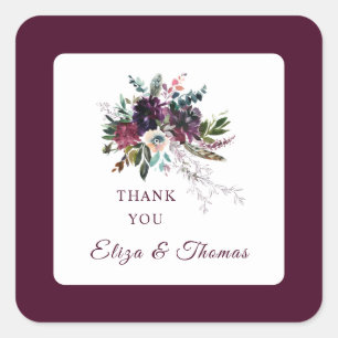 Sticker Carré Bouquet de mariage remerciement Bourgogne