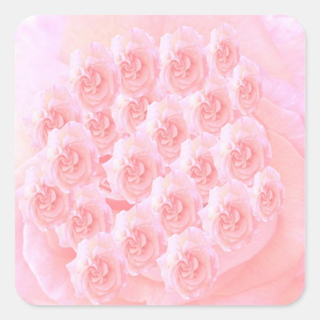 Sticker Carré Bouquet de rose rouge clair (Devant)