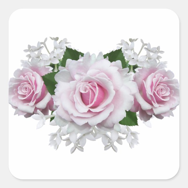Sticker Carré Bouquet rose (Devant)