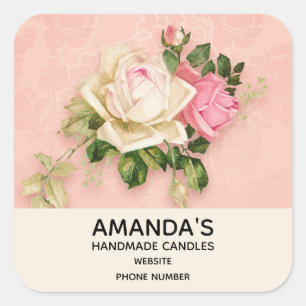 Sticker Carré Bouquet Rose & White Rose