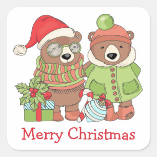 Sticker Carré Bours de Noël Bears Carré