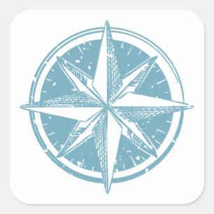 Sticker Carré Boussole bleue