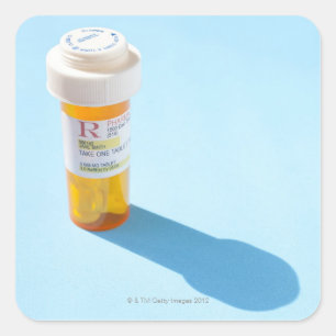 Sticker Carré Bouteille de pilule complètement de médicament
