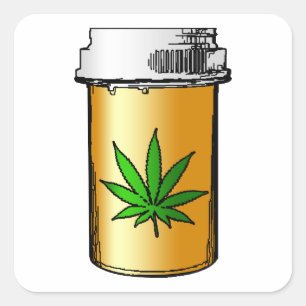 Sticker Carré bouteille de pilule médicale de verts