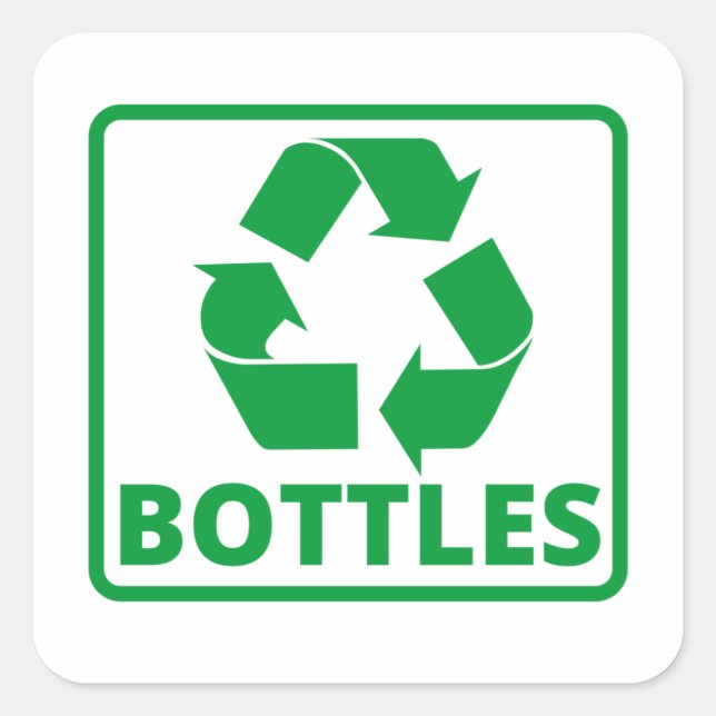 Sticker Carré Bouteilles de recyclage signe classique (Devant)
