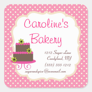 Sticker Carré Boutique boulangerie, Pointe rose