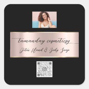 Sticker Carré Boutique Boutique en ligne Rose QR Code Logo Photo