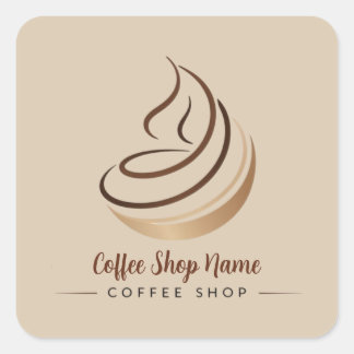 Sticker Carré Boutique de café minimal moderne