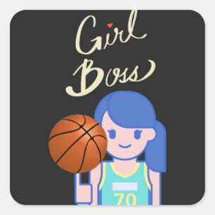 Sticker Carré Bouton de basket-ball féminin