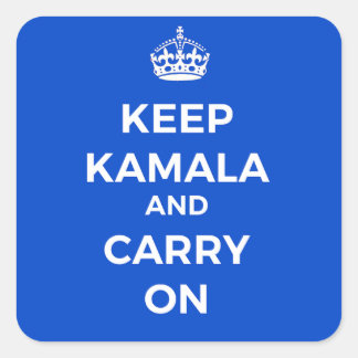Sticker Carré Bouton Kamala Harris - Conserver le calme, bleu