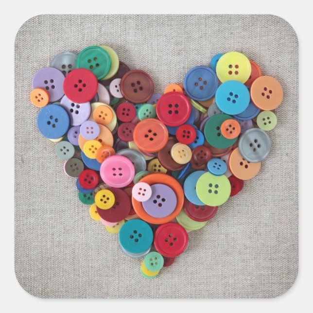 Sticker Carré Boutons colorés Coeur (Devant)