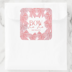 Sticker Carré Bow Ho Ho Red & Rose Bows Noël