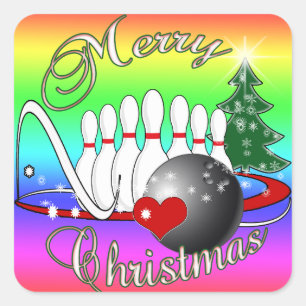STICKER CARRÉ BOWLER / BOWLING MERRY NOËL
