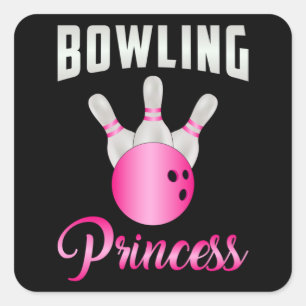 Sticker Carré Bowling Princess Girl Queen Bowl Bowler Drôle cade
