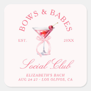 Sticker Carré Bows & Babes Coquette Cerises Enterrement de Vie d