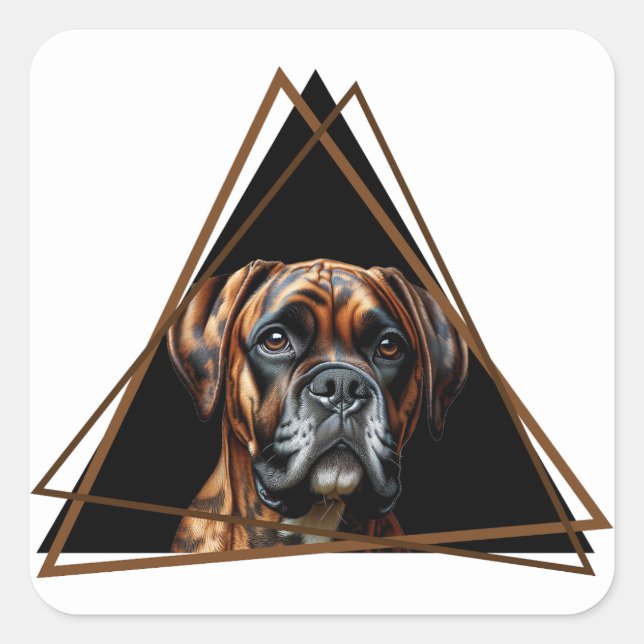 Sticker Carré Boxe Brown et noire Brindle Lab Chien (Devant)