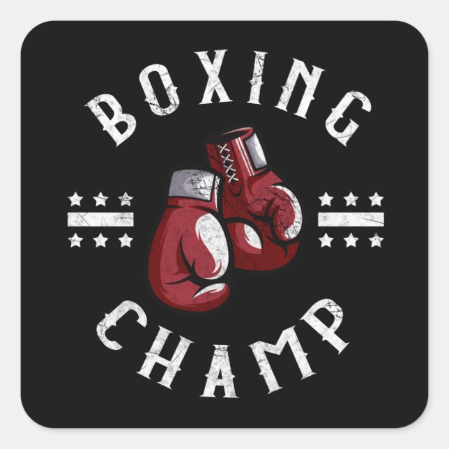 Sticker Carré Boxe Champ Box Sports Martial Arts Fighter (Devant)