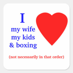 Sticker Carré Boxe Je Coeurs Ma Femme