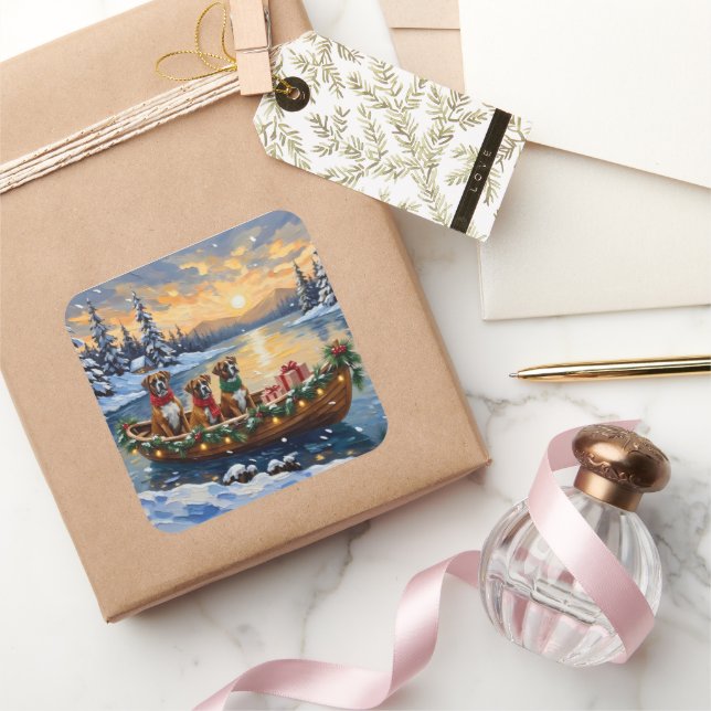 Sticker Carré Boxer Christmas Boat Holiday (Cadeaux)