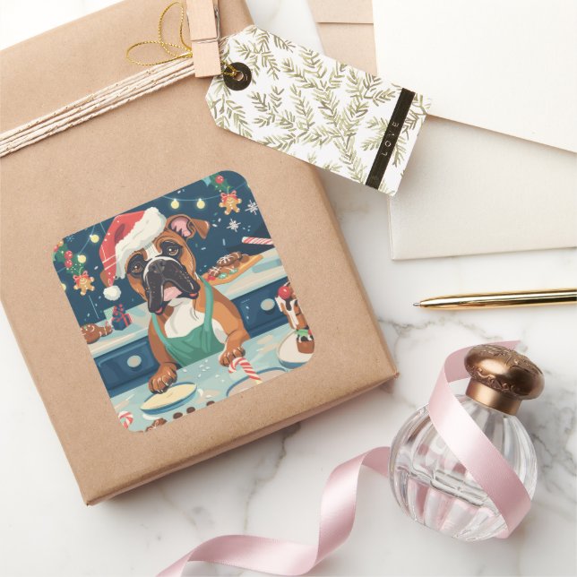 Sticker Carré Boxer Gîtes : Noël festif (Cadeaux)