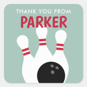 Sticker Carré Boy Bowling Party Anniversaire Favoriser