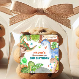 Sticker Carré Boy Dinosaur 3rd Birthday Party