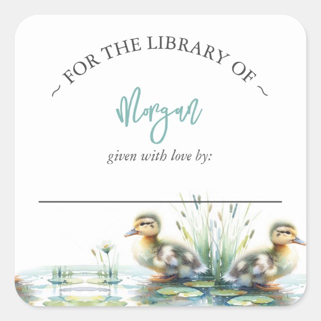 Sticker Carré Boy Duck Baby shower Plaque (Devant)