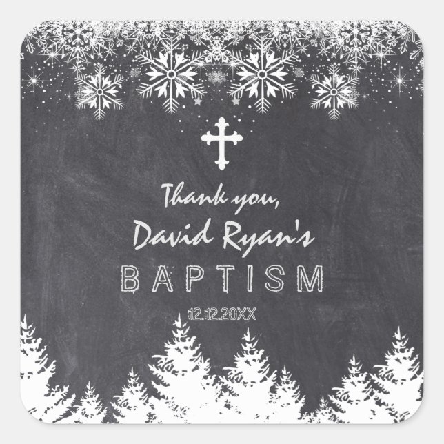 Sticker Carré Boy Winter Holiday Flammes de neige Chalkboard Bap (Devant)