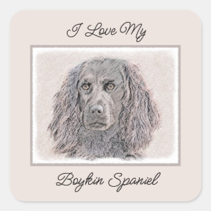 Sticker Carré Boykin Peinture Espagnole - Cute Original Chien Ar