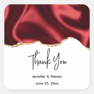 Sticker Carré Bracelet rouge foncé Wavy Satin - Merci Mariage