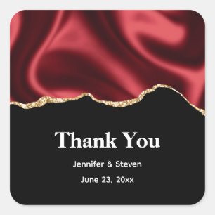 Sticker Carré Bracelet rouge foncé Wavy Satin - Merci Mariage