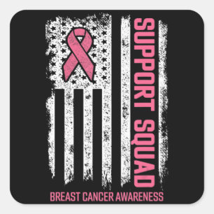 Sticker Carré Braille Cancer Shirts Support Squad Breast Cancer