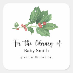 Sticker Carré Branche de gui - Bibliothèque Baby Shower