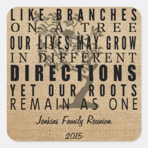 Sticker Carré Branches Burlap Arbre Réunion de famille
