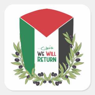 Sticker Carré Branches du drapeau et de l'olivier palestiniens