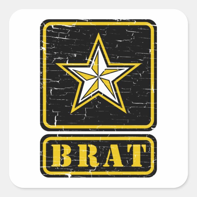 Sticker Carré Brat de l'armée avec étoile (patiné) (Devant)