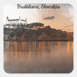 STICKER CARRÉ BRATISLAVA, CHÂTEAU DE SLOVAQUIE DANUBE
